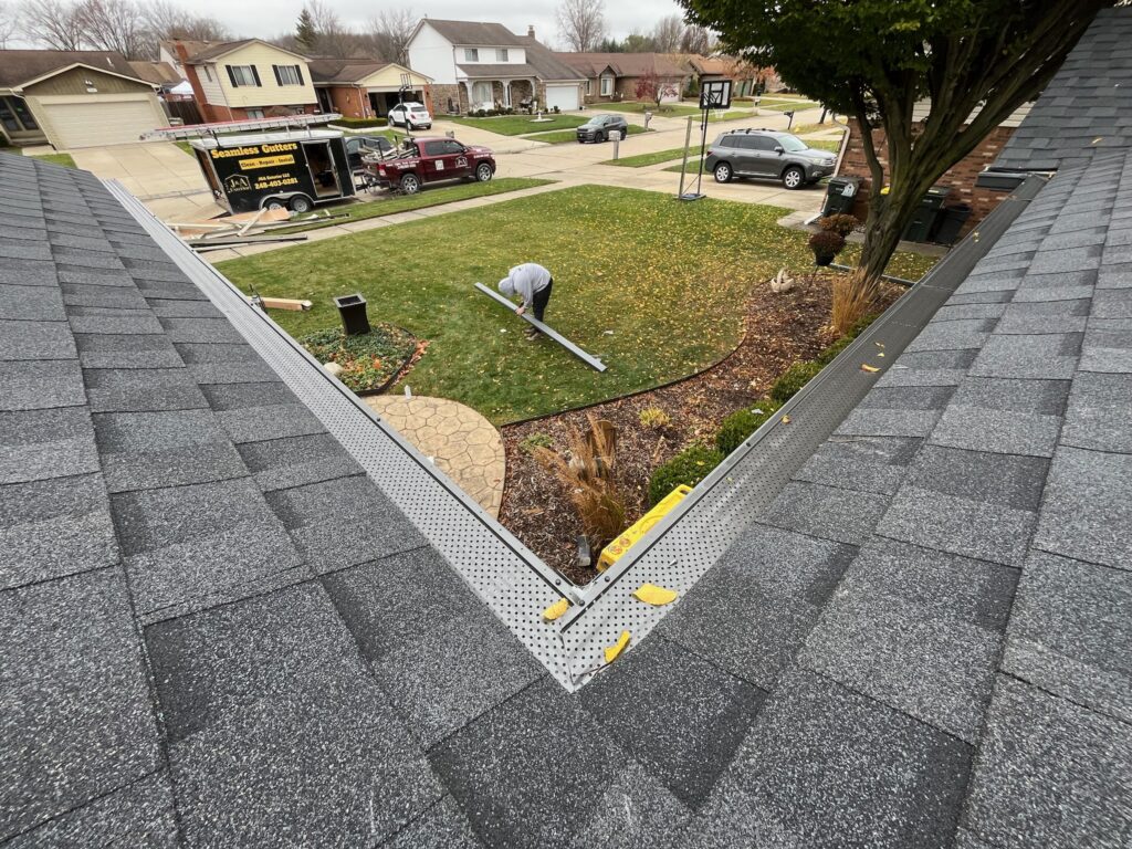 Preventative gutter guards to keep the larger debris out of gutters.