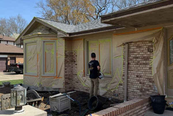 taping off a brick home
