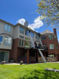 red brick 3 story home