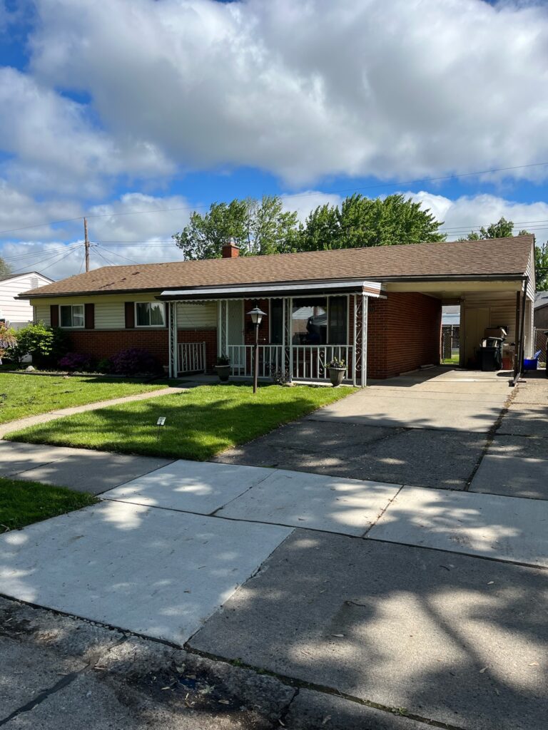 one story red brick home