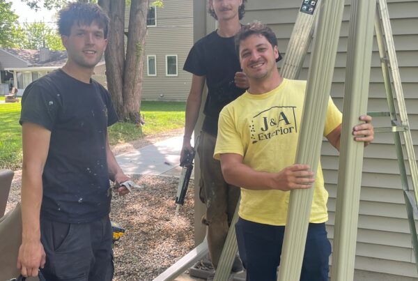 3 men with a ladder