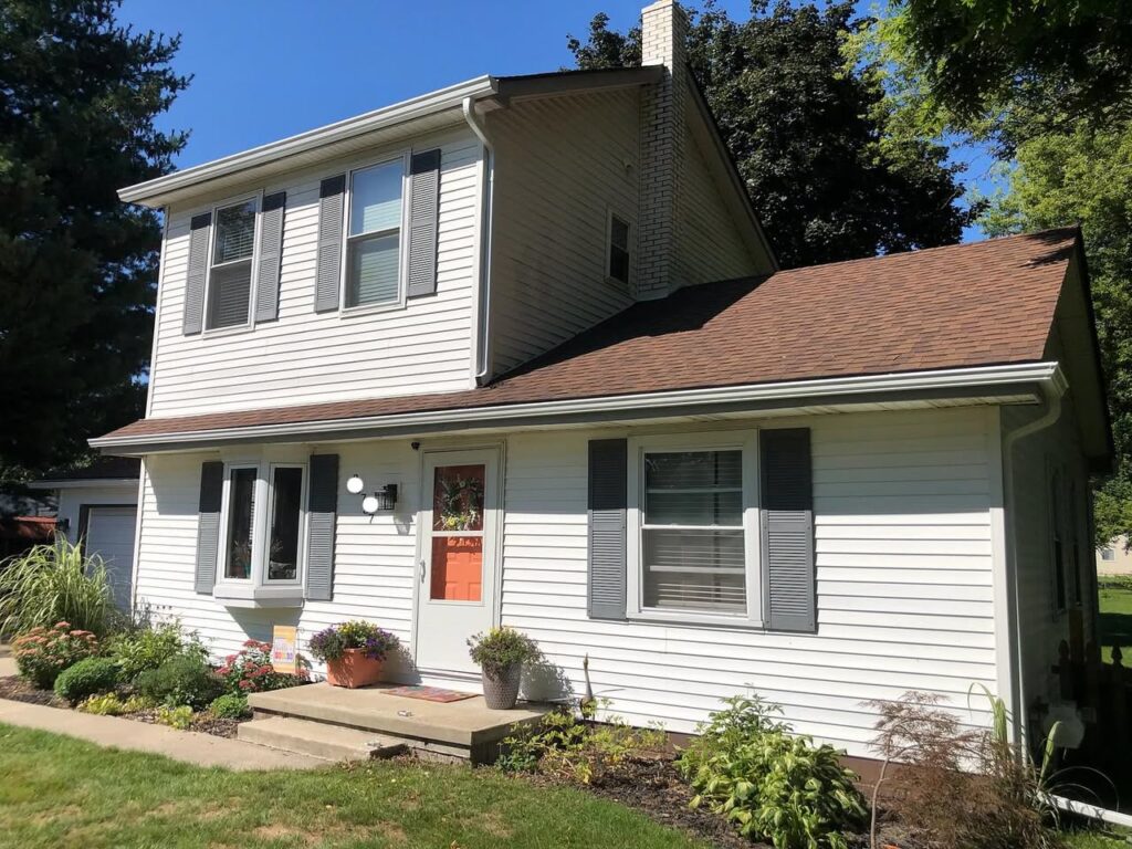 white two story home with new