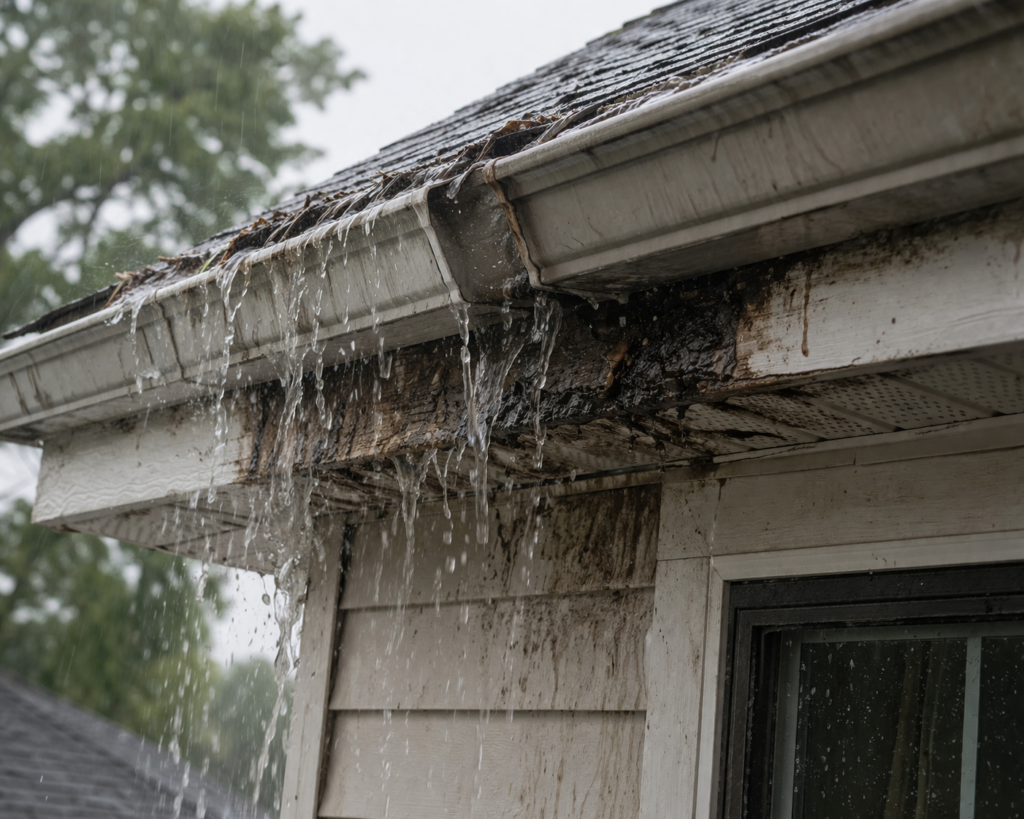Overflow from gutters damaging roofline
