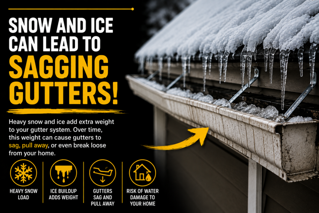 Snow And Ice Can Lead To Sagging Gutters!