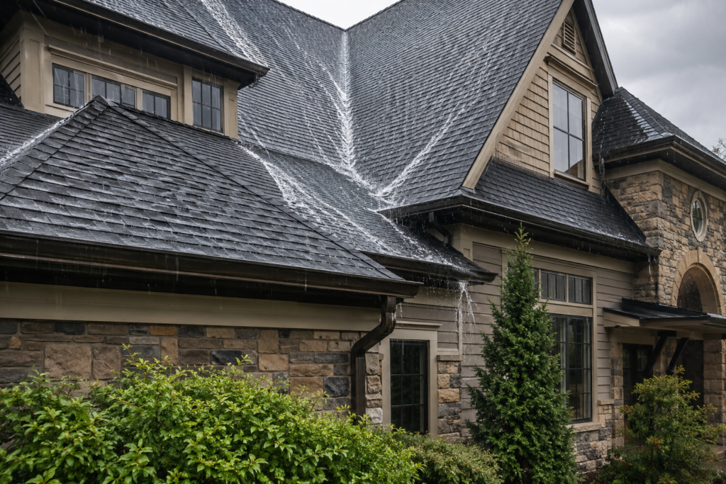 Steep Roofs May Need More Gutter Capacity!