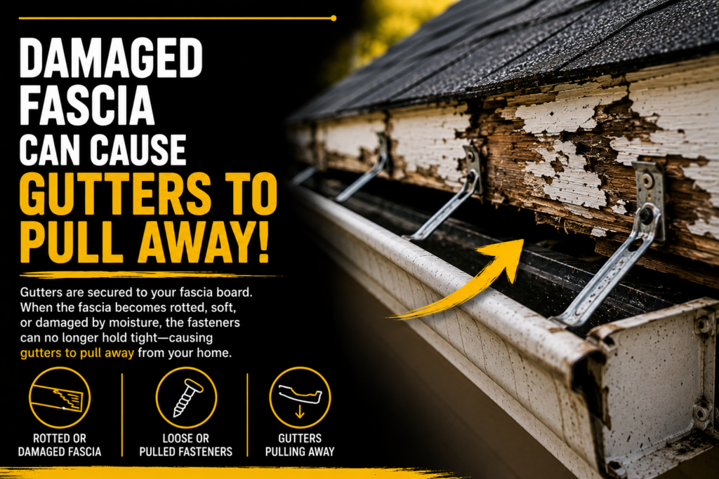 Damaged Fascia Can Cause Gutters To Pull Away!